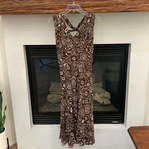 {Dressbarn}Sz 14 Brown/White Floral Sundress